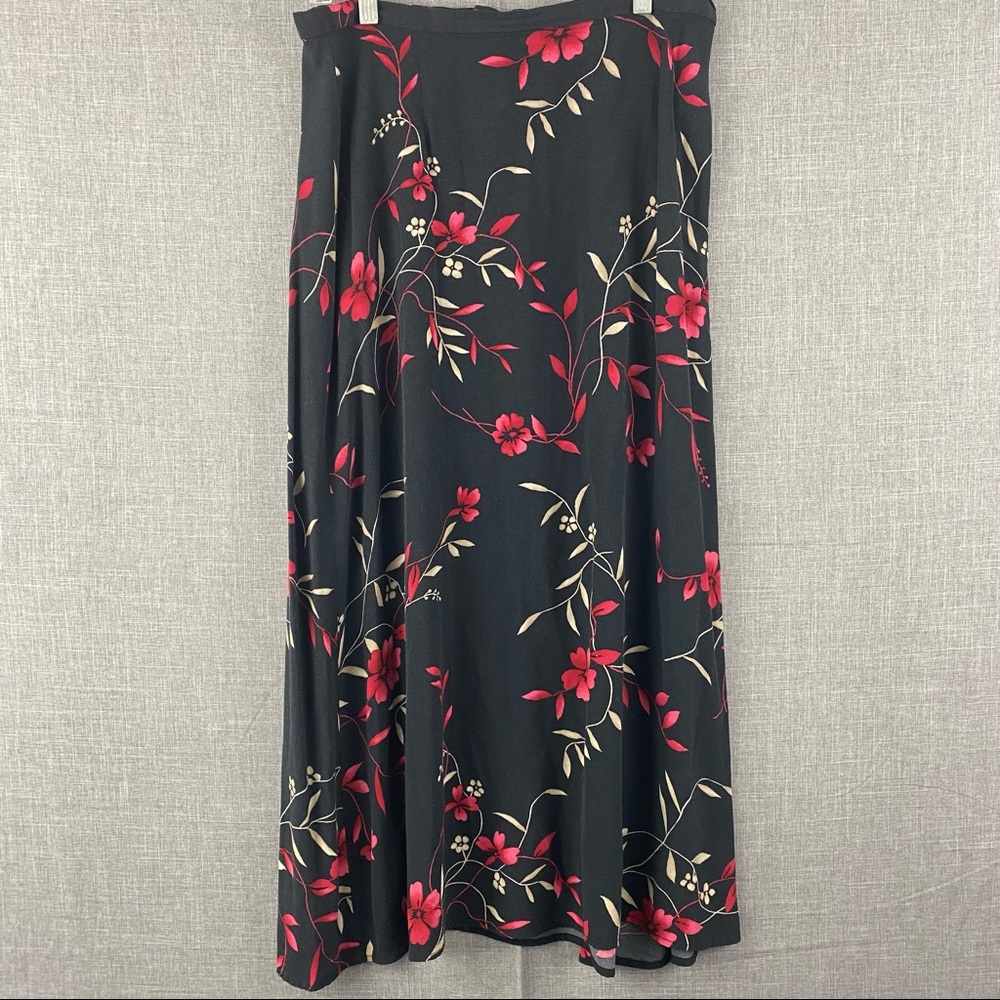 Vintage Red and Black Floral Skirt